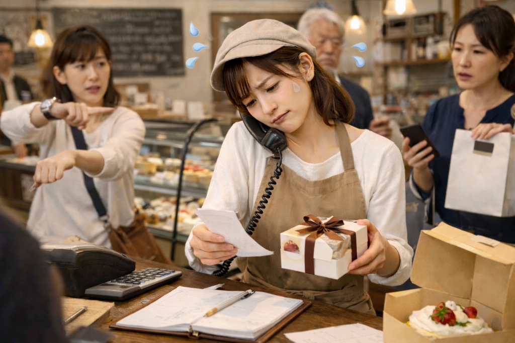 電話対応や注文管理に追われる様子